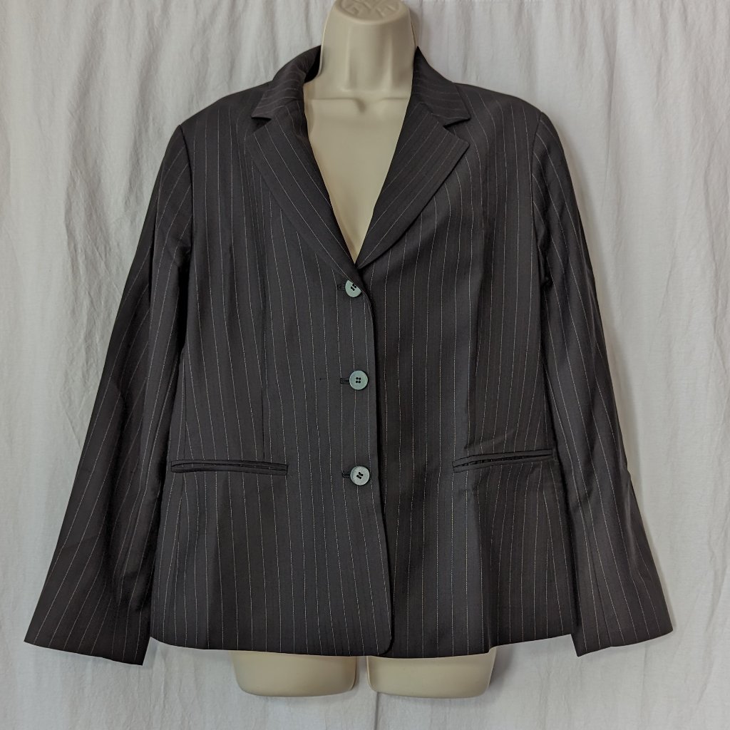 Lafayette 148 Black Pinstripe Suit Blazer Size 10